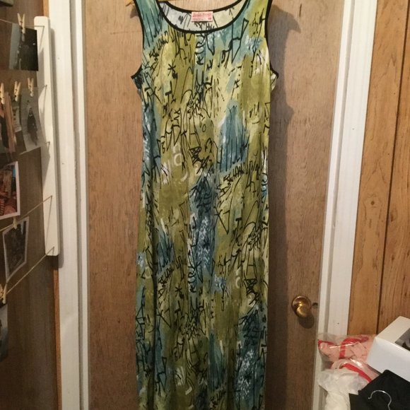 Mango Tango Colorful maxi dress sleeveless - Picture 1 of 4